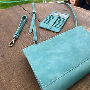 Joy Susan Vegan L8130 Billie Mini Crossbody Bag. Color- 11 turq.